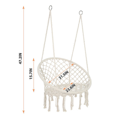 AZ2- Hammock Chair Macrame Swing Max 330 Lbs Hanging Cotton Rope Hammock Swing Chair for Indoor and Outdoor - Likeshoppe 