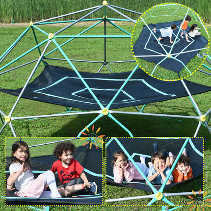 BB11-13ft Geometric Dome Climber Play Center, Kids Climbing Dome Tower with Hammock, Rust & UV Resistant Steel Supporting 1000 LBS - Likeshoppe 