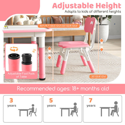 AV3- Kids Table and Chairs Set for 4 with Graffiti Desktop - Likeshoppe 