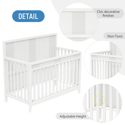 AO4-Certified Baby Safe Crib, Pine Solid Wood, Non-Toxic Finish, Snow White - Likeshoppe 