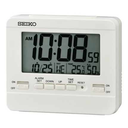 CH16- Seiko 4 in Everything Digital Alarm Clock, White, QHL086WLH - Likeshoppe 