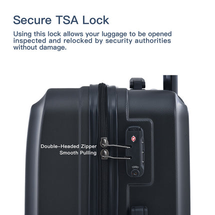 CA1- 3 Piece Luggage Sets ABS Lightweight Suitcase with Two Hooks;  Spinner Wheels;  TSA Lock;  (20/24/28)