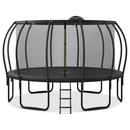 BA14- 15FT Trampoline for Kids with Upgraded ArcPole and Composite TopLoop for Safety Enclosure, Plus Basketball Board and 12 Ground Stakes, Outdoor Recreational Playset Balance Physical Training Trampoline - Likeshoppe 