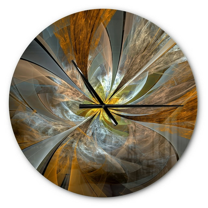 CG9- Designart 'Symmetrical Yellow Fractal Flower' Metal Wall Clock(Size 23" x 23") - Likeshoppe 