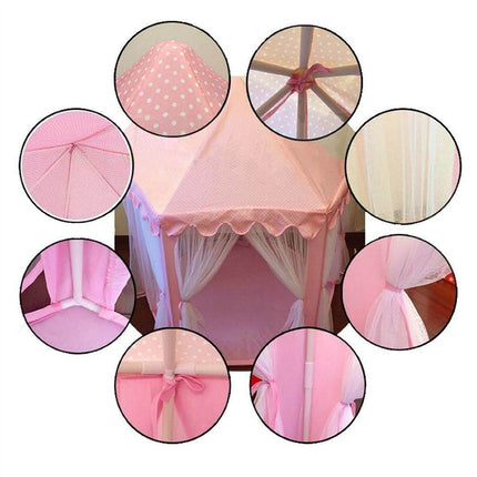 BE2-Outdoor Indoor Portable Folding Princess Castle Tent Kids Children Funny Play Fairy House Kids Play Tent(LED Star Lights) - Likeshoppe 