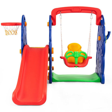 BB23- 3-in-1 Junior Children Freestanding Design Climber Slide Swing Seat Basketball Hoop - Likeshoppe 