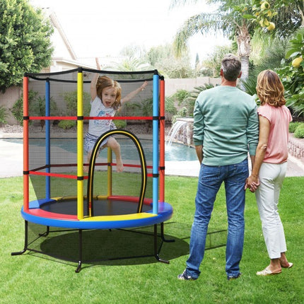 BA49- 55 Inch Kids Recreational Trampoline Bouncing Jumping Mat with Enclosure Net - Likeshoppe 