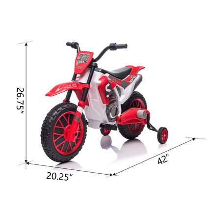 BH8- 12V Kids Ride on Toy Motorcycle, Electric Motor Toy Bike with Training Wheels for Kids 3-6, Red - Likeshoppe 