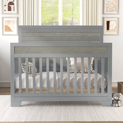 AO17- Certified Baby Safe Crib, Pine Solid Wood, Non-Toxic Finish, Gray - Likeshoppe 