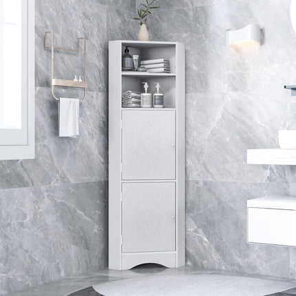 AM3- Tall Bathroom Corner Cabinet;  Freestanding Storage Cabinet with Doors and Adjustable Shelves;  MDF Board - Likeshoppe 