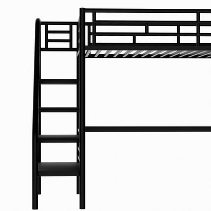 AS6- Metal Loft Bed Frame with Desk;  No Box Spring Needed; Twin - Likeshoppe 