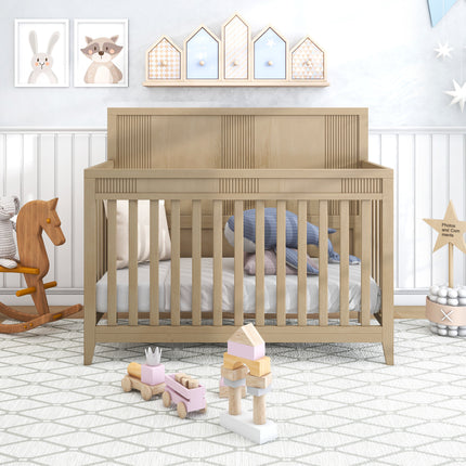 A016- Certified Baby Safe Crib, Pine Solid Wood, Non-Toxic Finish, Hazel Wood - Likeshoppe 