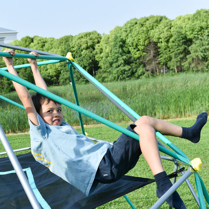 BB8- 10ft Geometric Dome Climber Play Center, Kids Climbing Dome Tower with Hammock, Rust & UV Resistant Steel Supporting 1000 LBS - Likeshoppe 