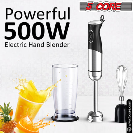 BQ3- 5 Core Handheld Blender 3 IN 1, Electric Hand Held Blenders 500W| Immersion 800ml Beaker & Whisk| 9 Speed Heavy Duty Stick, Stainless Steel Blades for Smoothies Puree Baby Food and Soups- HB1516 New - Likeshoppe 