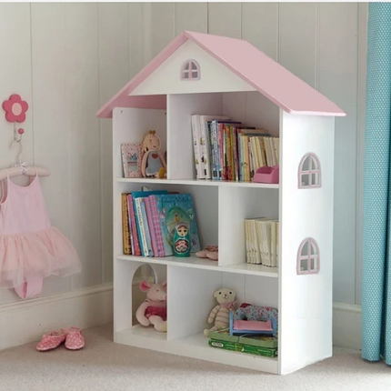 AT14- Kids Funnel Veronica Girls Pink Roof Dollhouse Bookcase - Likeshoppe 