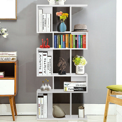 AT24- 5 Cubes Ladder Shelf Corner Bookshelf Display Rack Bookcase - Likeshoppe 