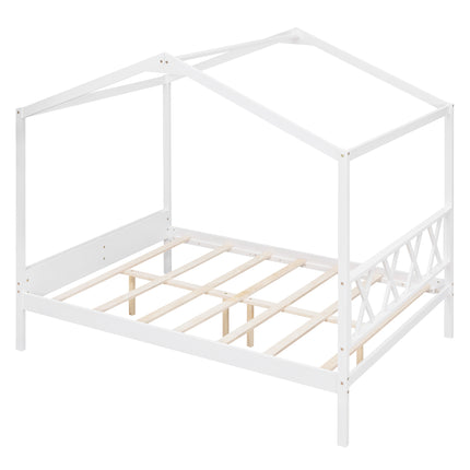 AS27- Full Size Wood House Bed with Storage Space - Likeshoppe 