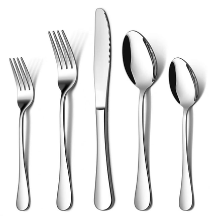 BP12- 20 Piece Silverware Set, Stainless Steel Flatware Set, Mirror Polished Cutlery Utensil Set Include Knife Fork Spoon Service for 4, Tableware Sets for Home, Kitchen Silverware Set, Dishwasher Safe - Likeshoppe 