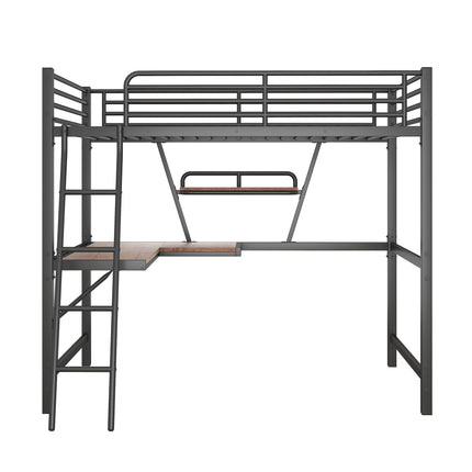 AS12- Full Size Loft Metal&MDF Bed with Desk and Shelf, - Likeshoppe 