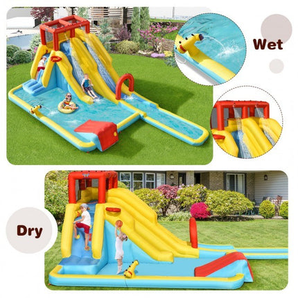 BC21- Inflatable Dual Slide Water Park Climbing Bouncer with 735W Air Blower - Likeshoppe 