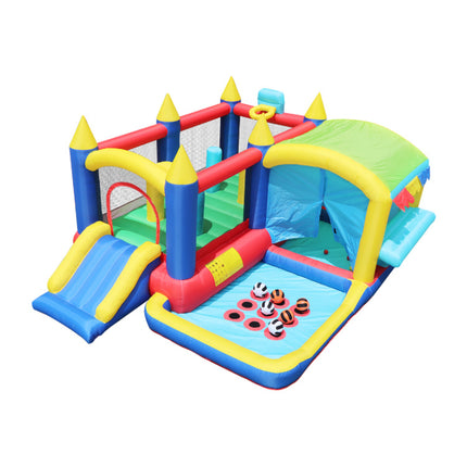 BC9-7 in 1 Inflatable Bounce House, Bouncy House with Ball Pit for Kids Indoor Outdoor Party Family Fun, Obstacles, Toddler Jump Bouncy Castle with Ball Pit for Birthday Party Gifts - Likeshoppe 