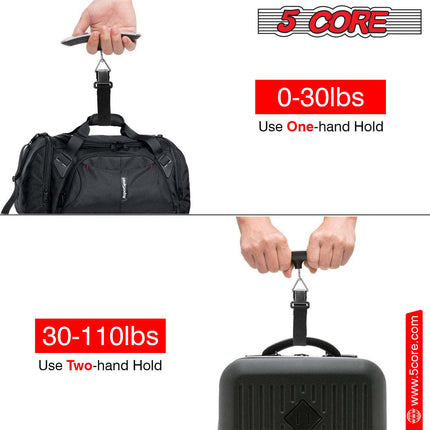 BR3- 5 Core Luggage Scale Handheld Portable weighing Electronic Digital Hanging Bag Weight Scales Travel 110 LBS 50 KG - 5 Core LSS-005 - Likeshoppe 