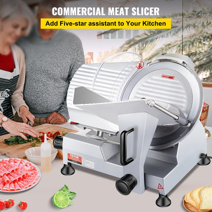 BS4- Commercial Meat Slicer, 240W Electric Deli Food Slicer, 10 inch Carbon Steel Blade Electric Food Slicer, 350-400RPM Meat Slicer, 0 - 0.47 inch Adjustable Thickness for Commercial and Home Use - Likeshoppe 