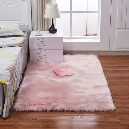 AR5- 1pc Fluffy Imitation Wool Area Rug, Suede Fleece Bottom Long Imitation Wool Rug, Acrylic 80% Polyester 20%, 2.36inch Long Wool, Living Room Bedroom Rug, Entryway Rug, Plush Rug, Simple Carpet - Likeshoppe 