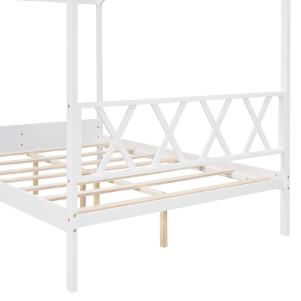 AS27- Full Size Wood House Bed with Storage Space - Likeshoppe 