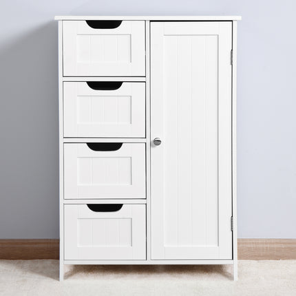 AM2- White Bathroom Storage Cabinet, Floor Cabinet with Adjustable Shelf and Drawers - Likeshoppe 