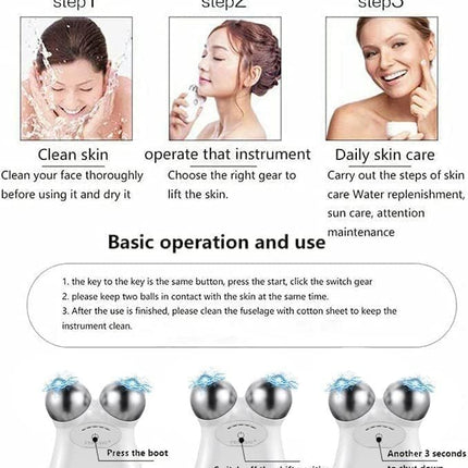 CE2- Microcurrent-Facial-Device, Microcurrent Face Massager Roller for Skin Care, Facial Massager Face Rollers for Women & Men, Glossy White - Likeshoppe 