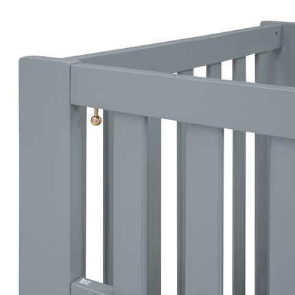 A03- Crib with Drawers and 3 Height Options, Gray - Likeshoppe 