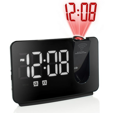 CH17- Westclox Black Electric Projection Alarm Clock with 1.4" White LED Large Digital Time Display - Likeshoppe 