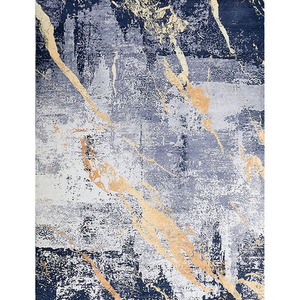 AQ1- ZARA Collection Abstract Design Blue Gray Yellow Machine Washable Super Soft Area Rug - Likeshoppe 