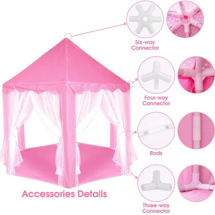 BE1- Outdoor Indoor Portable Folding Princess Castle Tent Kids Children Funny Play Fairy House Kids Play Tent(Warm LED Star Lights) - Likeshoppe 