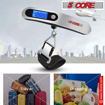 BR3- 5 Core Luggage Scale Handheld Portable weighing Electronic Digital Hanging Bag Weight Scales Travel 110 LBS 50 KG - 5 Core LSS-005 - Likeshoppe 