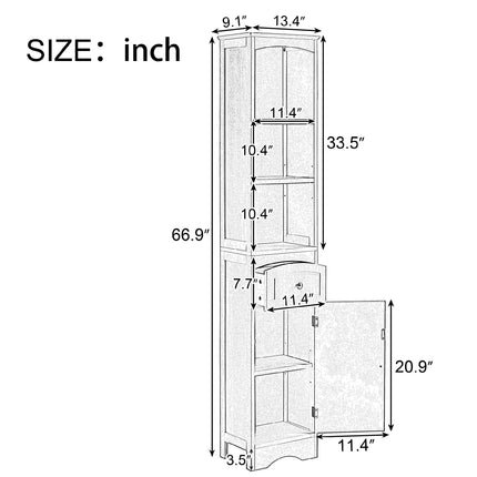 AN3- Tall Bathroom Cabinet;  Freestanding Storage Cabinet with Drawer;  MDF Board;  Adjustable Shelf - Likeshoppe 