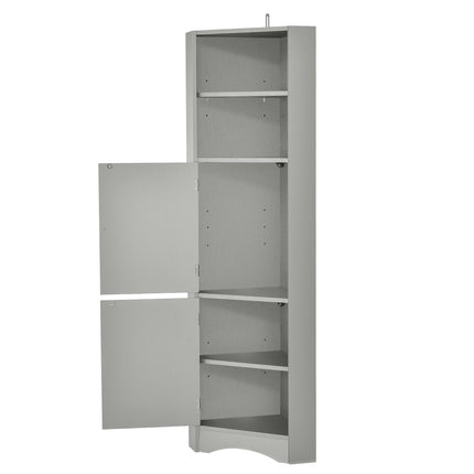 AM3- Tall Bathroom Corner Cabinet;  Freestanding Storage Cabinet with Doors and Adjustable Shelves;  MDF Board - Likeshoppe 