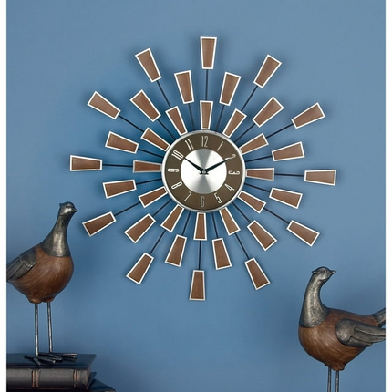 CG20- DecMode 22" Brown Metal Starburst Wall Clock - Likeshoppe 