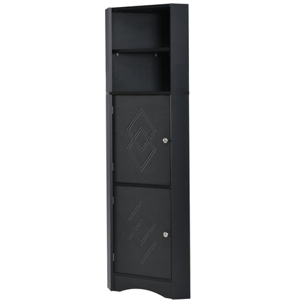 AM3- Tall Bathroom Corner Cabinet;  Freestanding Storage Cabinet with Doors and Adjustable Shelves;  MDF Board - Likeshoppe 