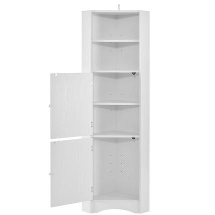 AM3- Tall Bathroom Corner Cabinet;  Freestanding Storage Cabinet with Doors and Adjustable Shelves;  MDF Board - Likeshoppe 