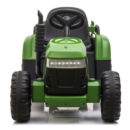 BH6- 12V Kids Ride On Tractor with Trailer, Battery Powered Electric Car w/ Music, USB, Music, LED Lights, Vehicle Toy for 3 to 6 Ages, Dark Green - Likeshoppe 