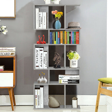 AT24- 5 Cubes Ladder Shelf Corner Bookshelf Display Rack Bookcase - Likeshoppe 