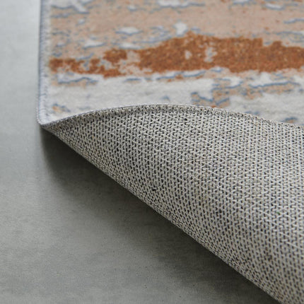 AQ23- ZARA Collection Abstract Design Gray Brown Rust Machine Washable Super Soft Area Rug - Likeshoppe 