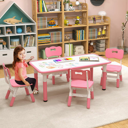 AV3- Kids Table and Chairs Set for 4 with Graffiti Desktop - Likeshoppe 