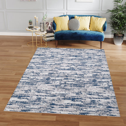 AQ26- Milano Collection Nautical Navy Blue Woven Area Rug - Likeshoppe 