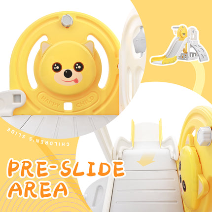 BB19-Toddler Climber and Slide Set 4 in 1, Kids Playground Climber Freestanding Slide Playset with Basketball Hoop Play Combination for Babies Indoor & Outdoor - Likeshoppe 