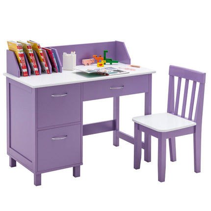 AV1- Kids Wooden Writing Furniture Set with Drawer and Storage Cabinet - Likeshoppe 