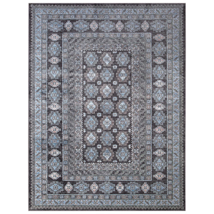 AQ17- Salina Charcoal/Blue/Pink Area Rug 5x8 - Likeshoppe 