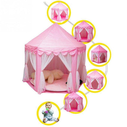 BE2-Outdoor Indoor Portable Folding Princess Castle Tent Kids Children Funny Play Fairy House Kids Play Tent(LED Star Lights) - Likeshoppe 